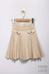 Khaki Pleated knit skirt -clearance